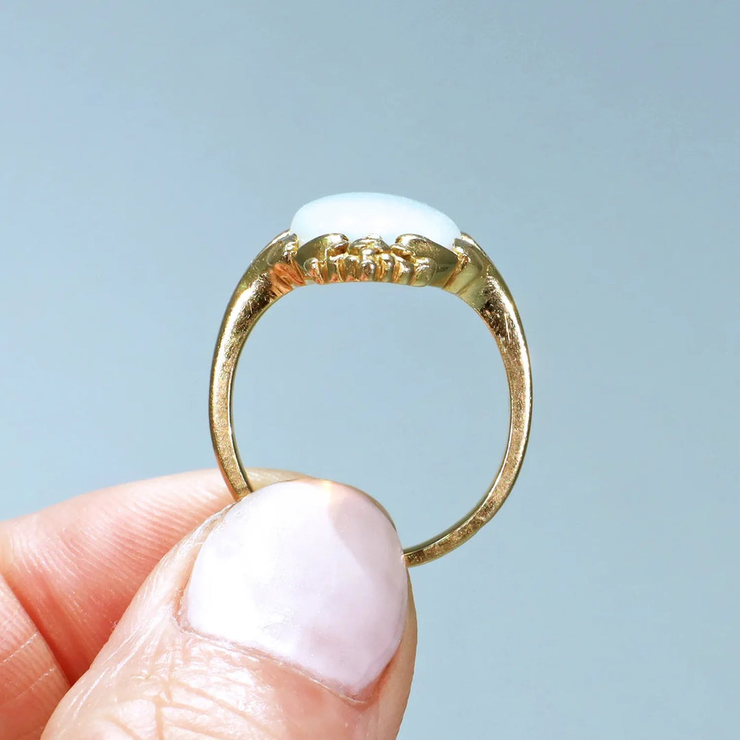 French Art Nouveau Large Opal Ring 18k Gold