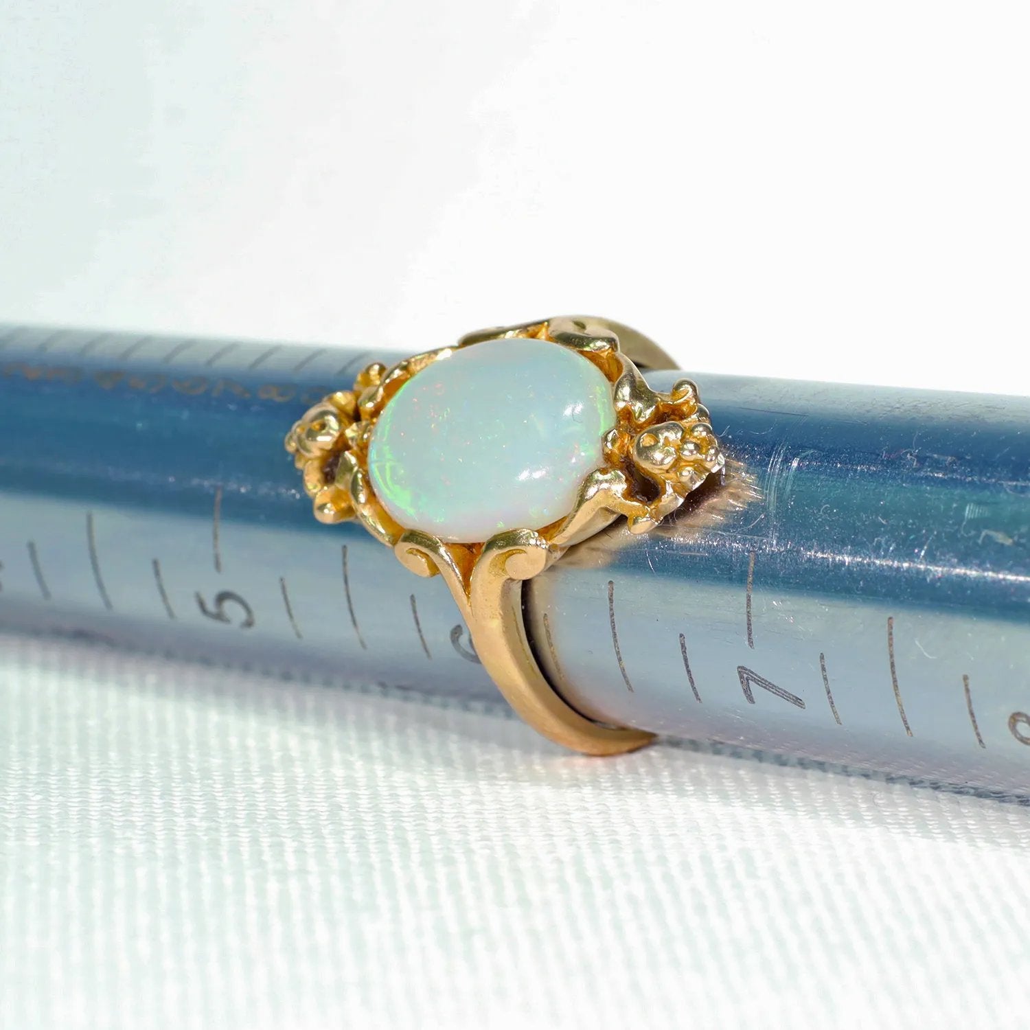 French Art Nouveau Large Opal Ring 18k Gold