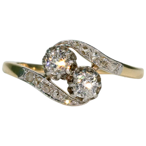 French Bypass Toi et Moi Diamond Engagement Ring
