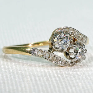 French Bypass Toi et Moi Diamond Engagement Ring
