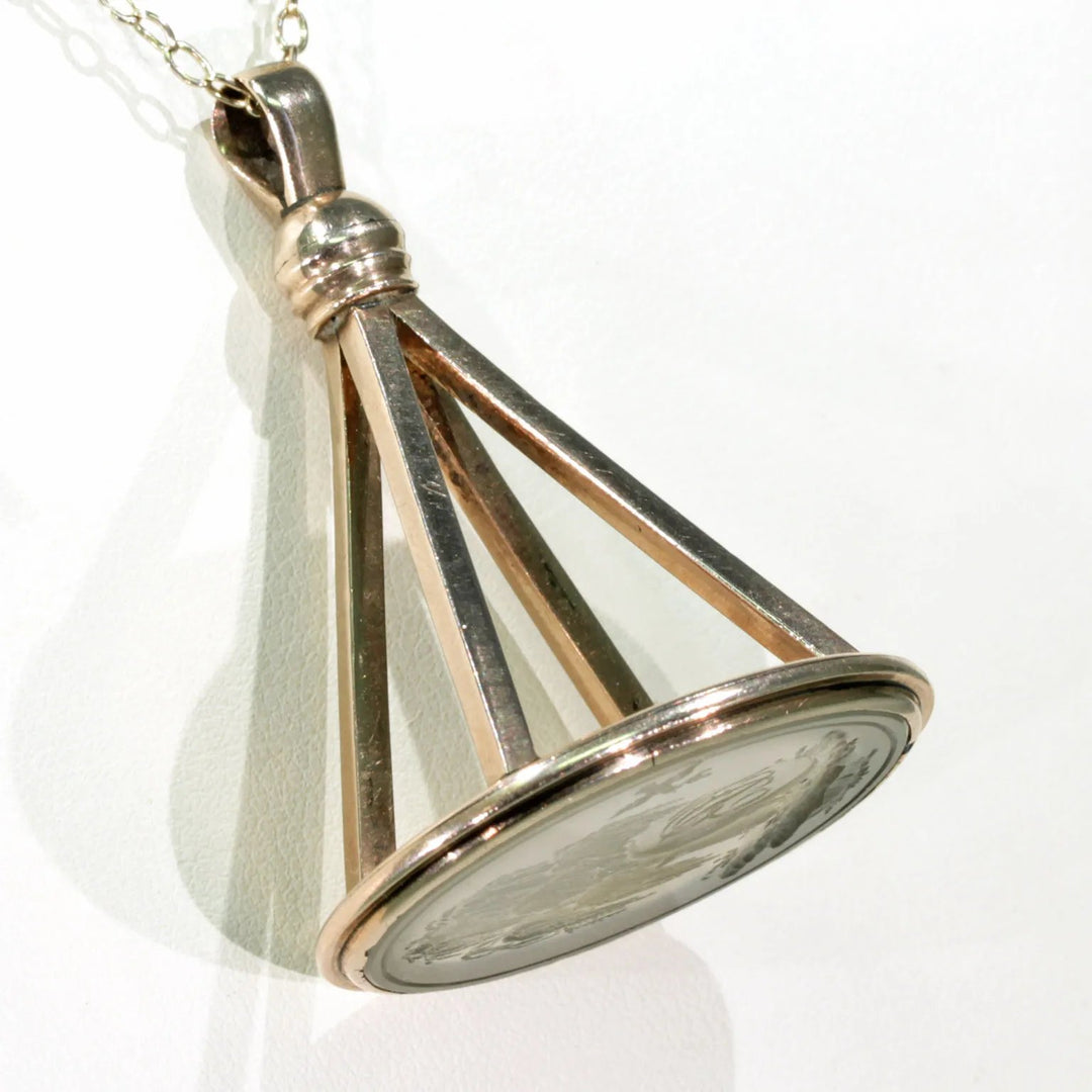 Georgian Chalcedony Fob Seal Pendant Memorial Weeping Willow