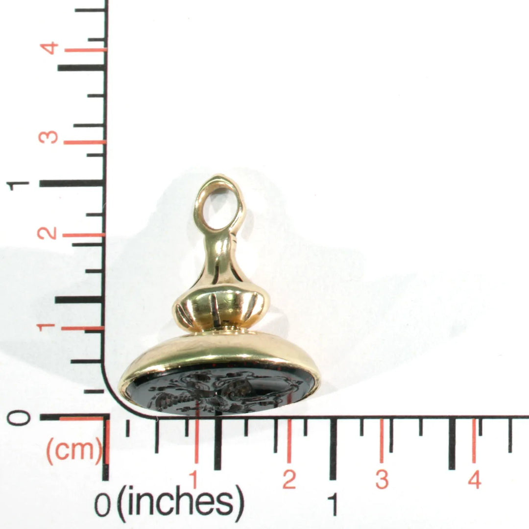 Georgian Intaglio Seal Fob Pendant 18k Gold Bloodstone