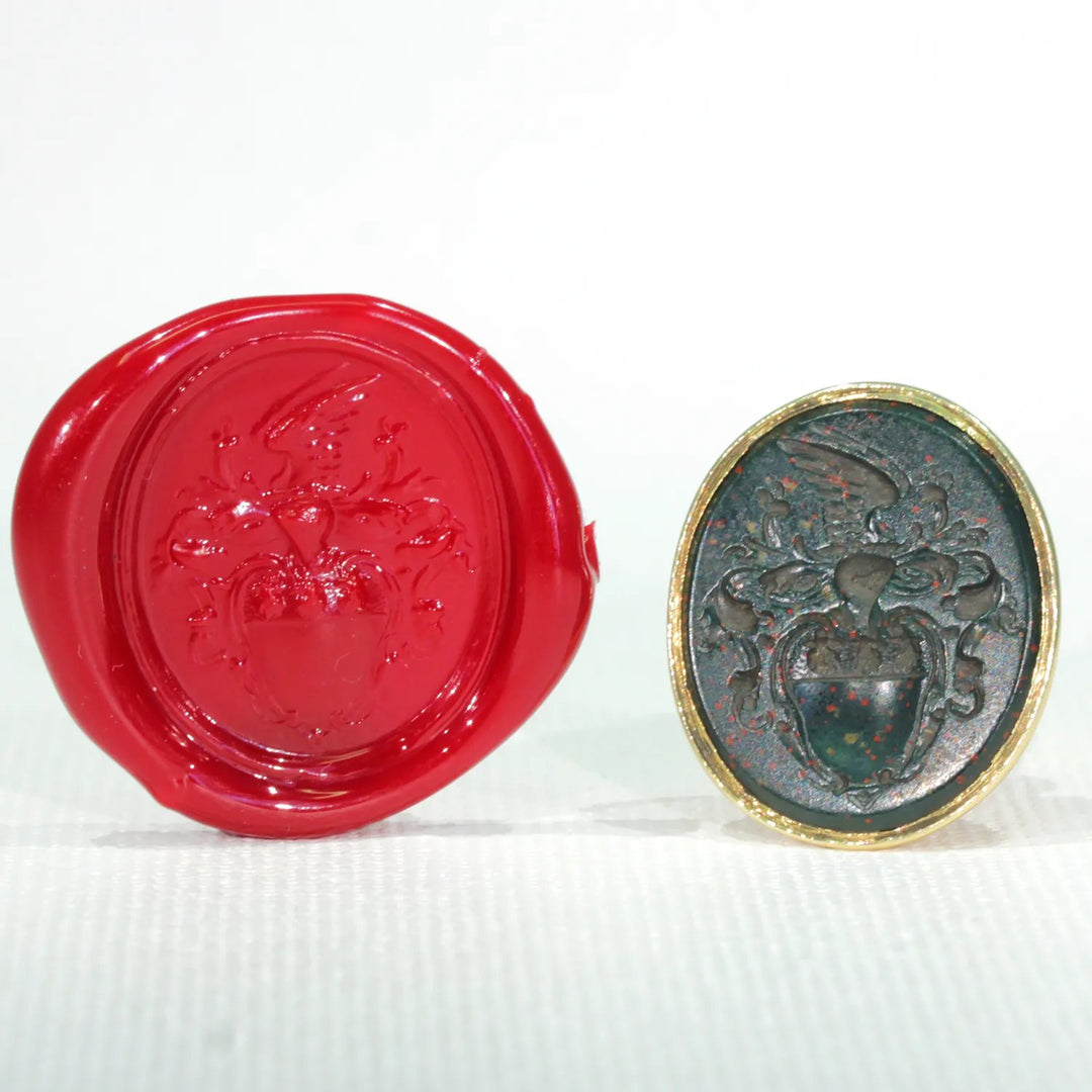 Georgian Intaglio Seal Fob Pendant 18k Gold Bloodstone