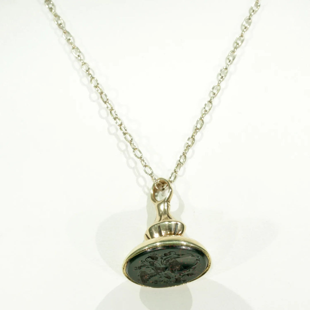 Georgian Intaglio Seal Fob Pendant 18k Gold Bloodstone