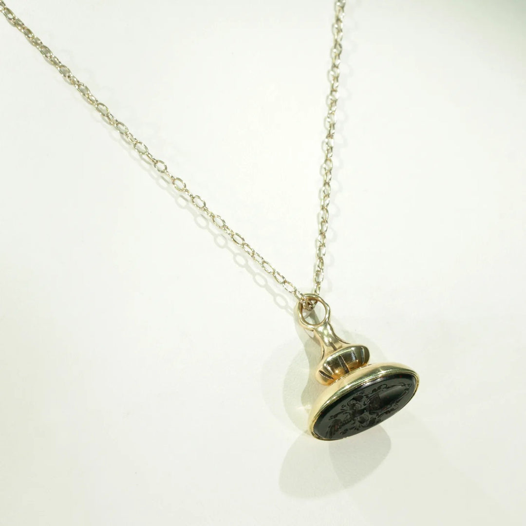 Georgian Intaglio Seal Fob Pendant 18k Gold Bloodstone