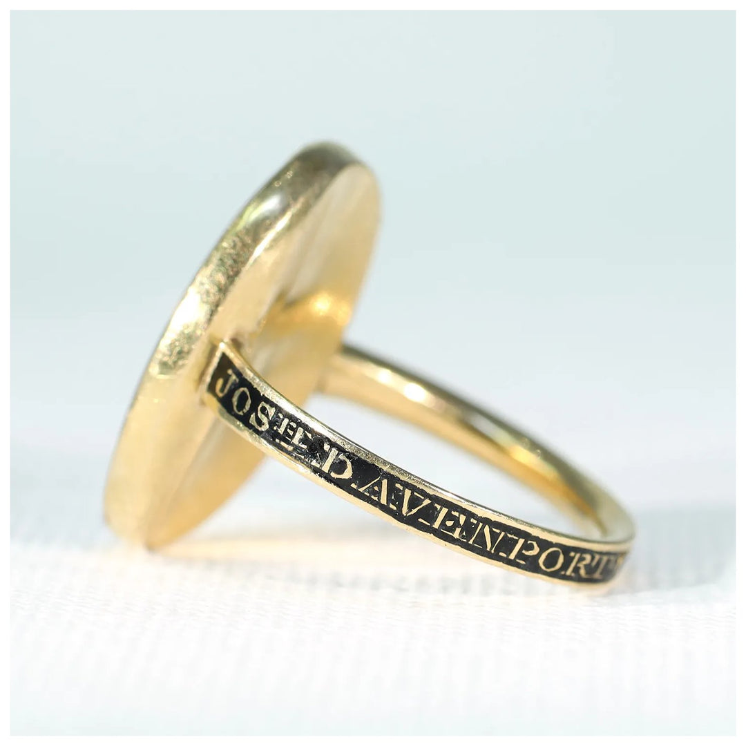 Georgian Memorial Ring 18k Gold Hair Enamel Memento Mori 1788