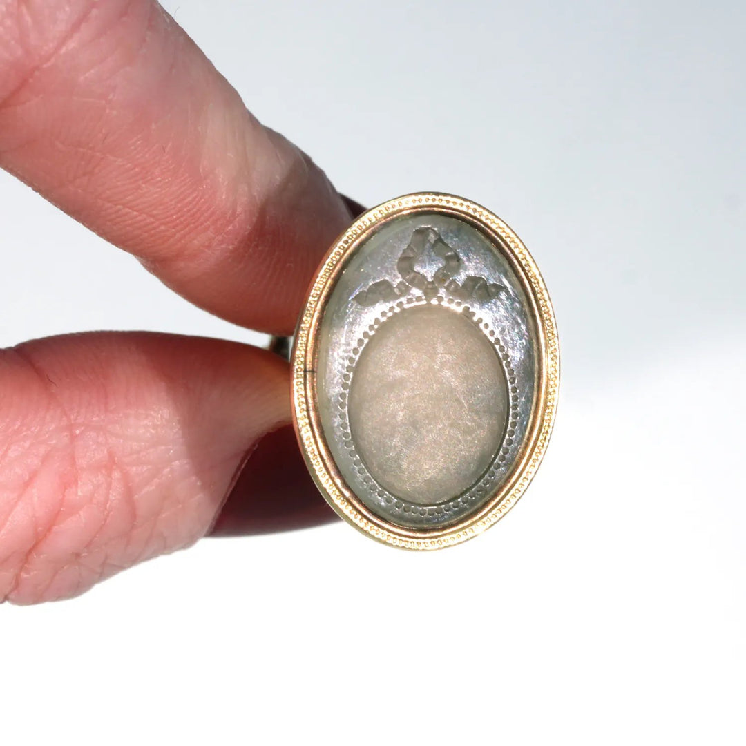 Georgian Mirror Intaglio Fob Pendant Chalcedony 15k Gold