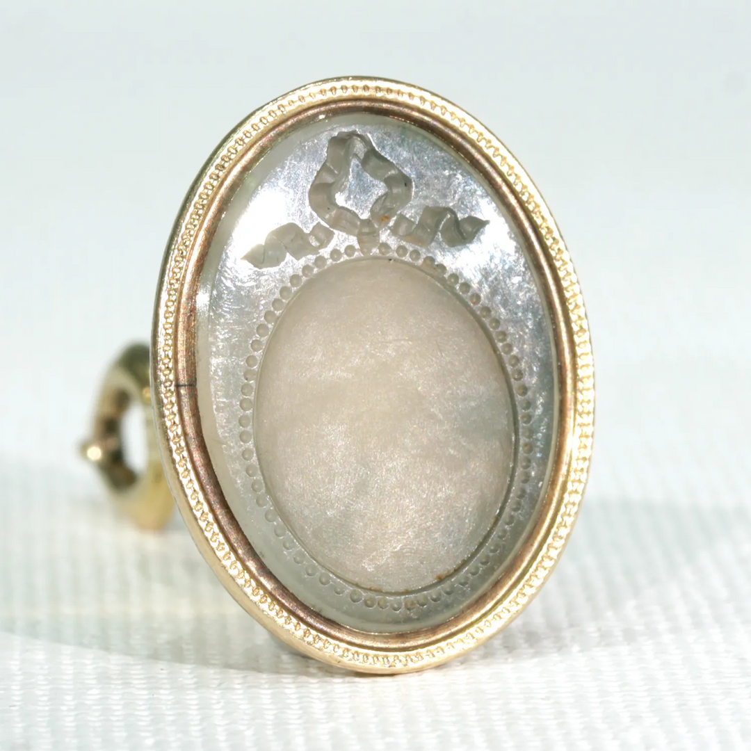 Georgian Mirror Intaglio Fob Pendant Chalcedony 15k Gold