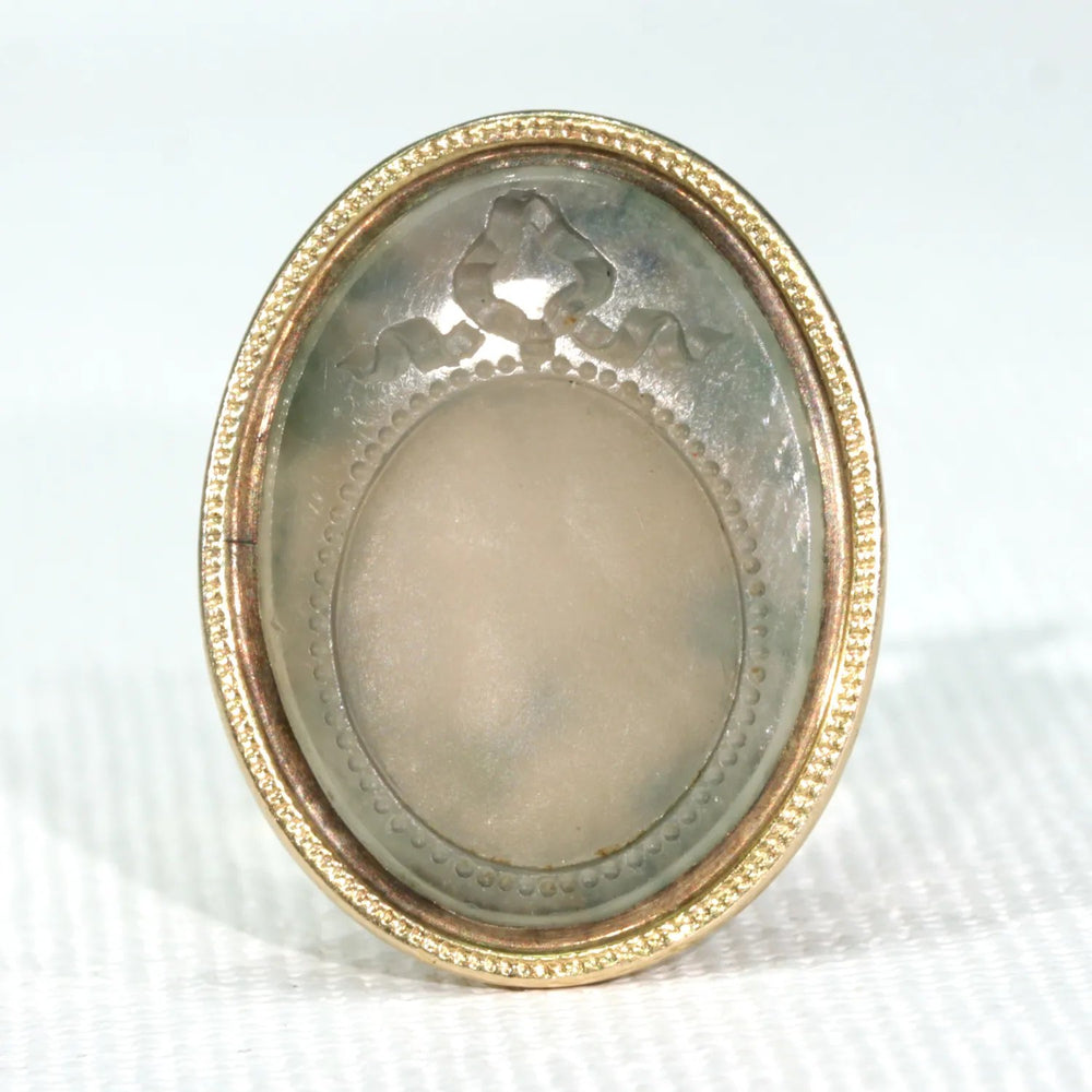 Georgian Mirror Intaglio Fob Pendant Chalcedony 15k Gold