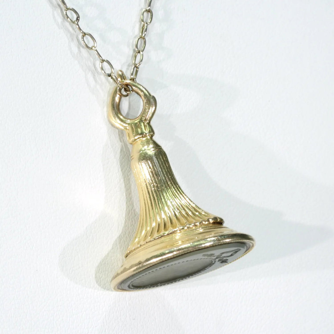 Georgian Mirror Intaglio Fob Pendant Chalcedony 15k Gold