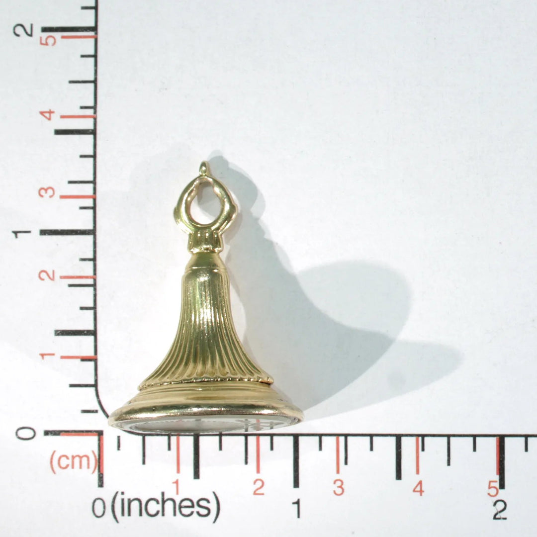 Georgian Mirror Intaglio Fob Pendant Chalcedony 15k Gold