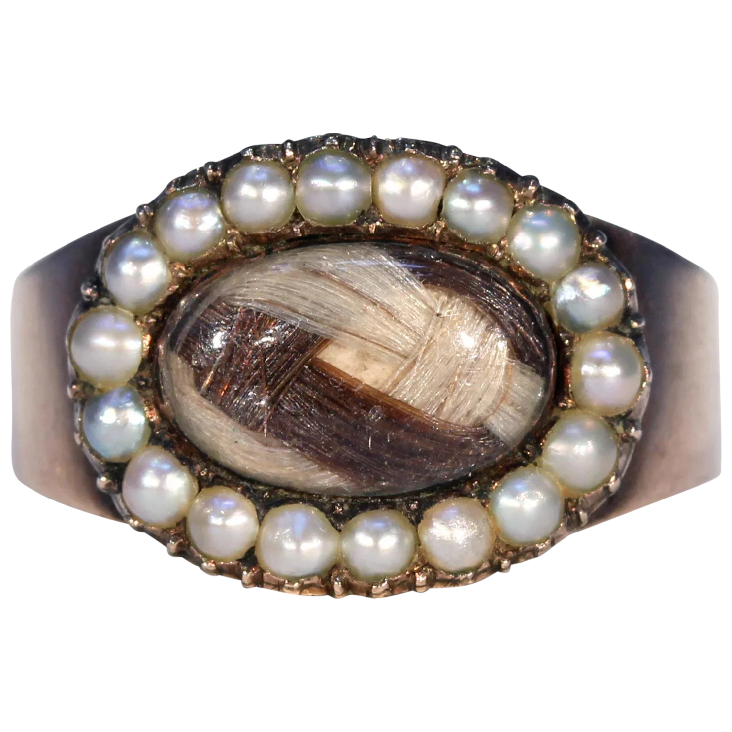 Georgian Pearl Hair Memorial Ring Dated 1801