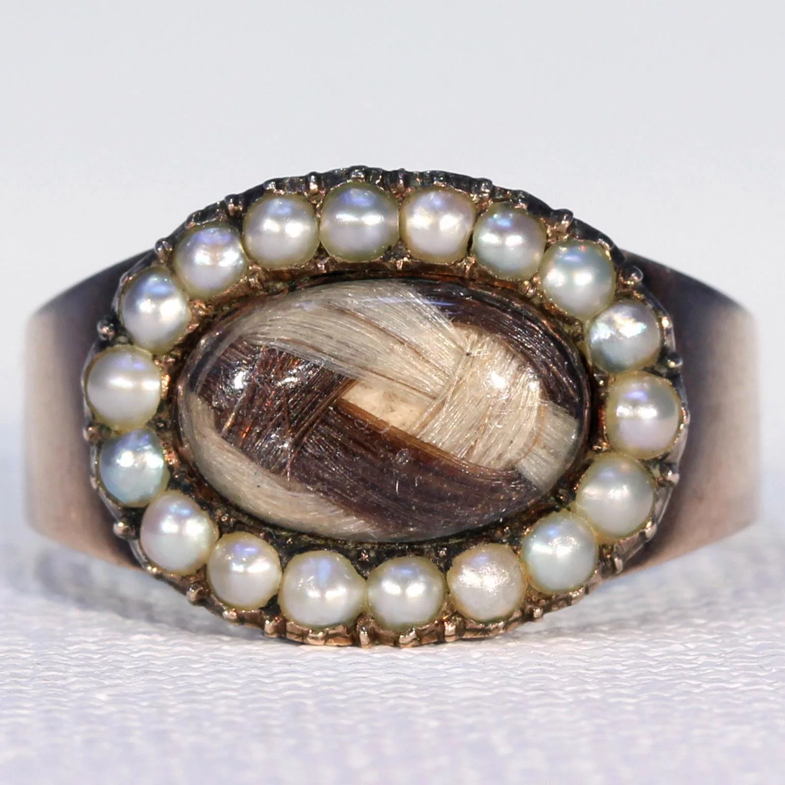 Georgian Pearl Hair Memorial Ring Dated 1801