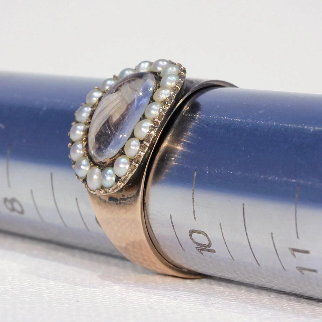 Georgian Pearl Hair Memorial Ring Dated 1801