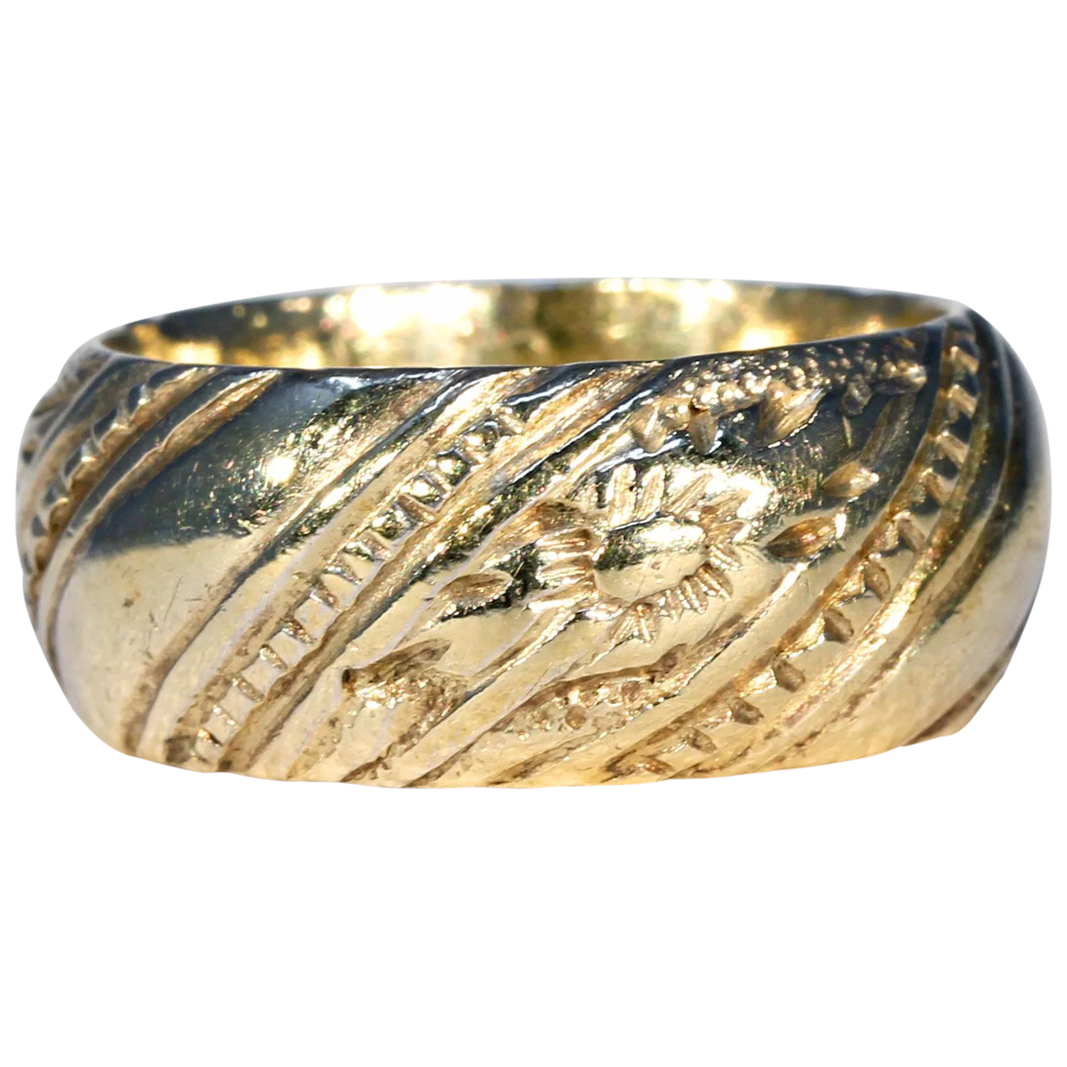 Georgian Wide Silver Gilt Wedding Band Ring