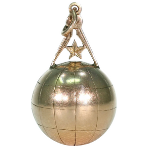 Gold Victorian Masonic Globe and Compass Fob Pendant