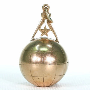 Gold Victorian Masonic Globe and Compass Fob Pendant
