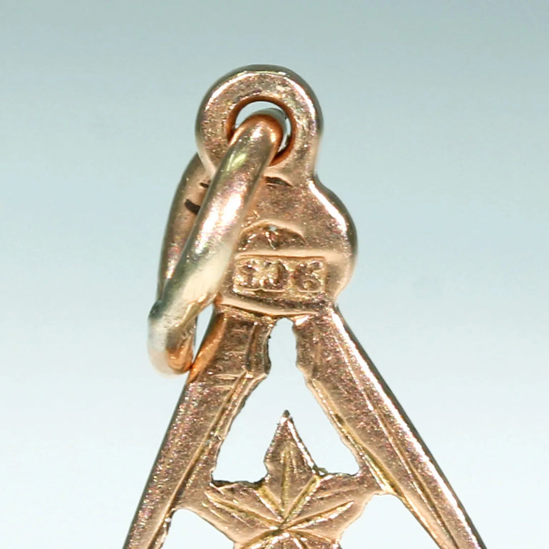 Gold Victorian Masonic Globe and Compass Fob Pendant