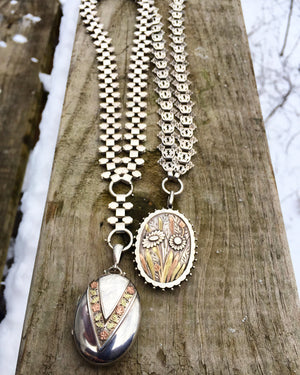 Antique Victorian Collar and Locket with Flowers and Gold Accents