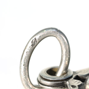 French Silver Repousse Compact Slide Locket Pendant Antique