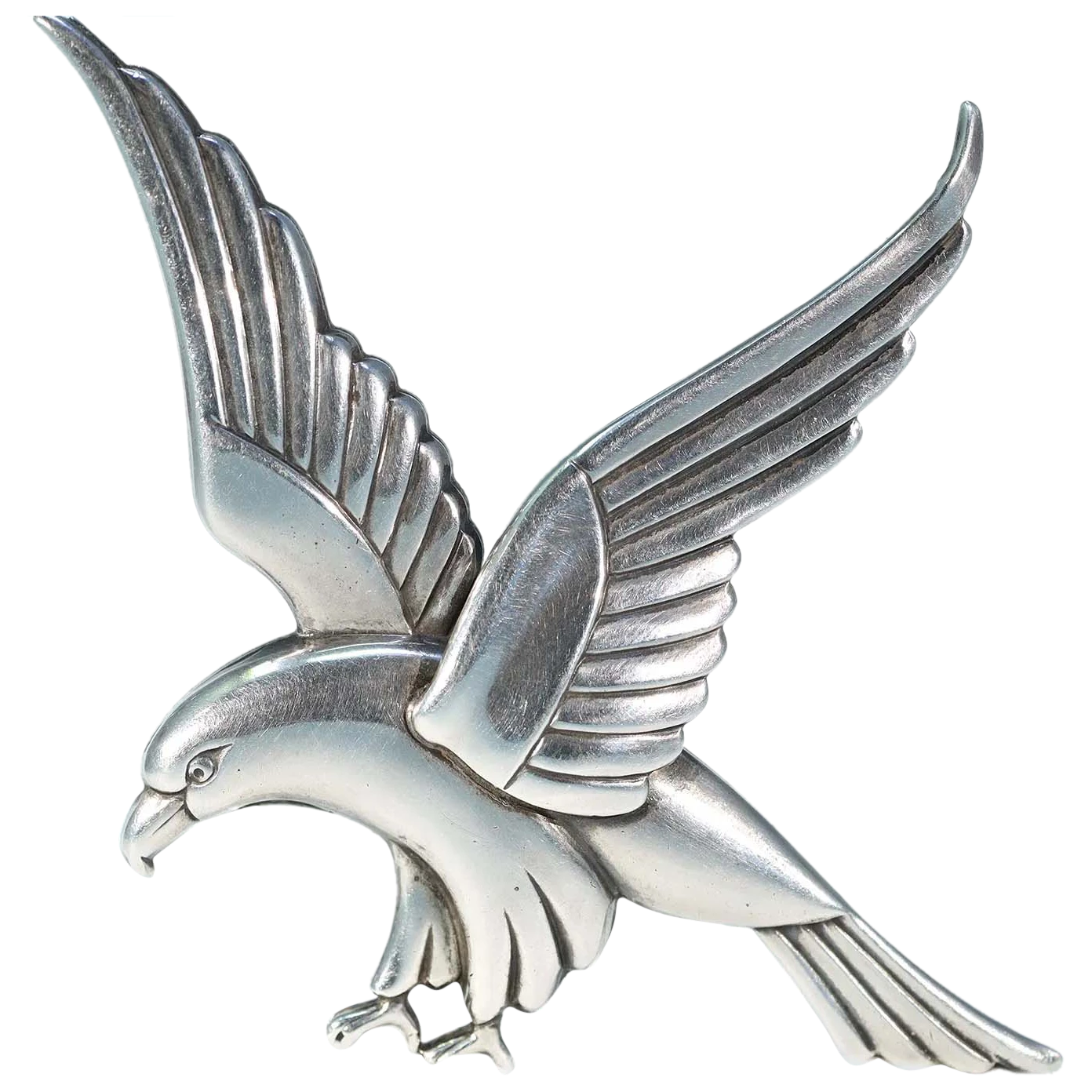 Large Silver Art Deco Bird Brooch Coro 1940s after Jensen