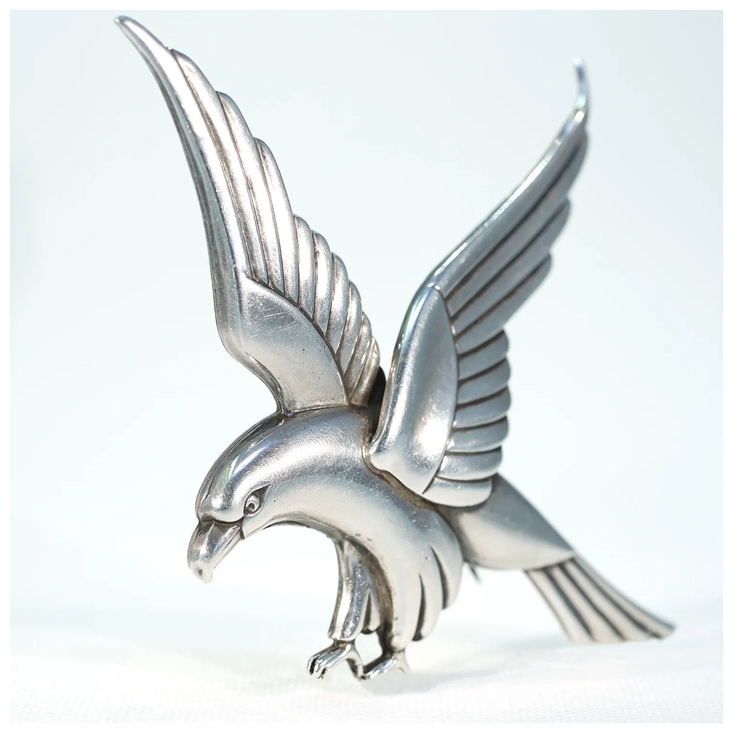 Large Silver Art Deco Bird Brooch Coro 1940s after Jensen