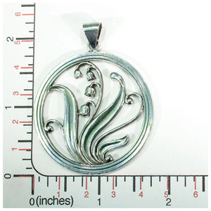 Mid-Century Danish Silver Pendant Lily of the Valley Round