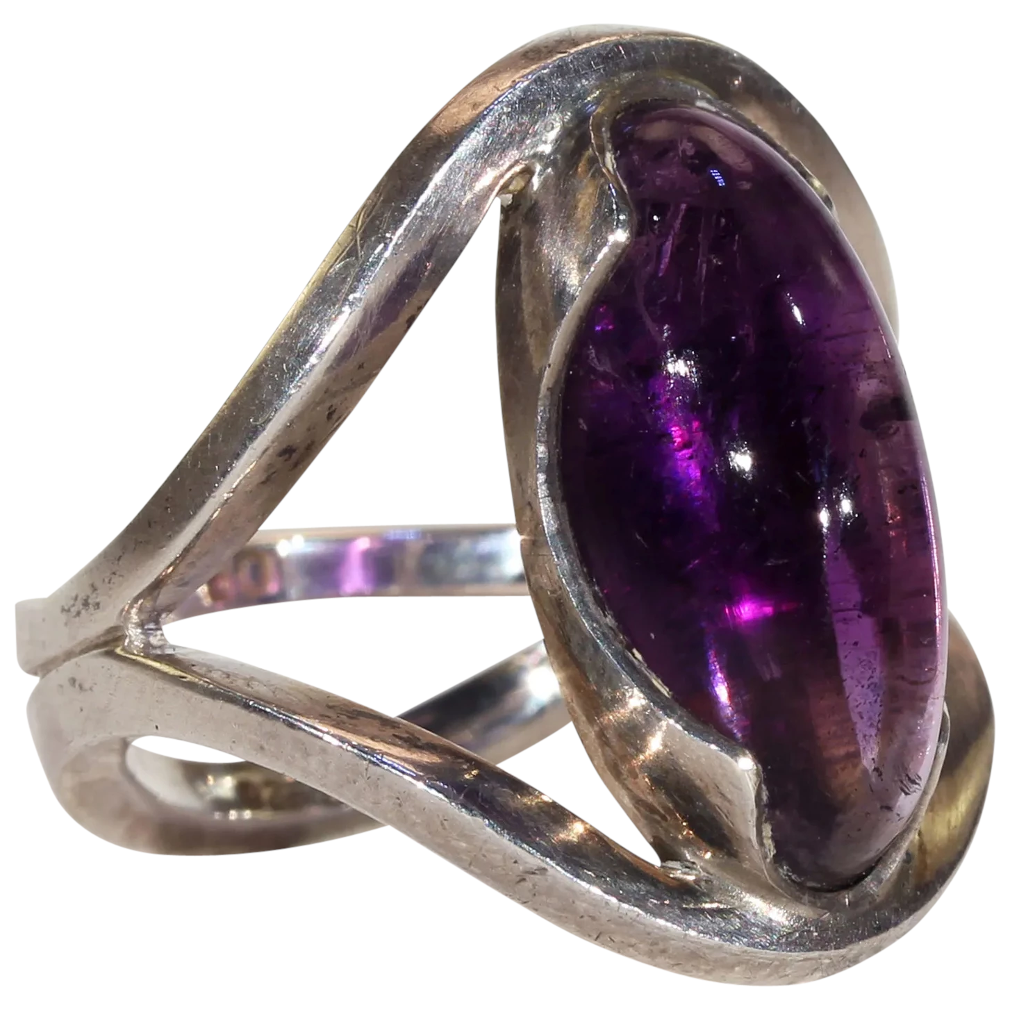 Mid-Century Modern Amethyst Silver Ring by Otto Rasmusen