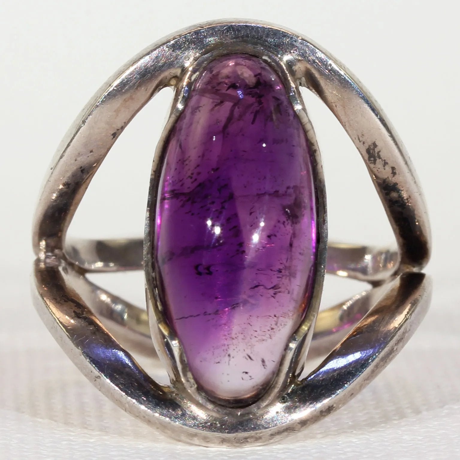 Mid-Century Modern Amethyst Silver Ring by Otto Rasmusen