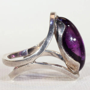 Mid-Century Modern Amethyst Silver Ring by Otto Rasmusen