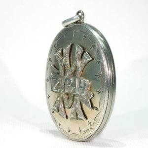 Mizpah Silver Locket Engraved Front and Back