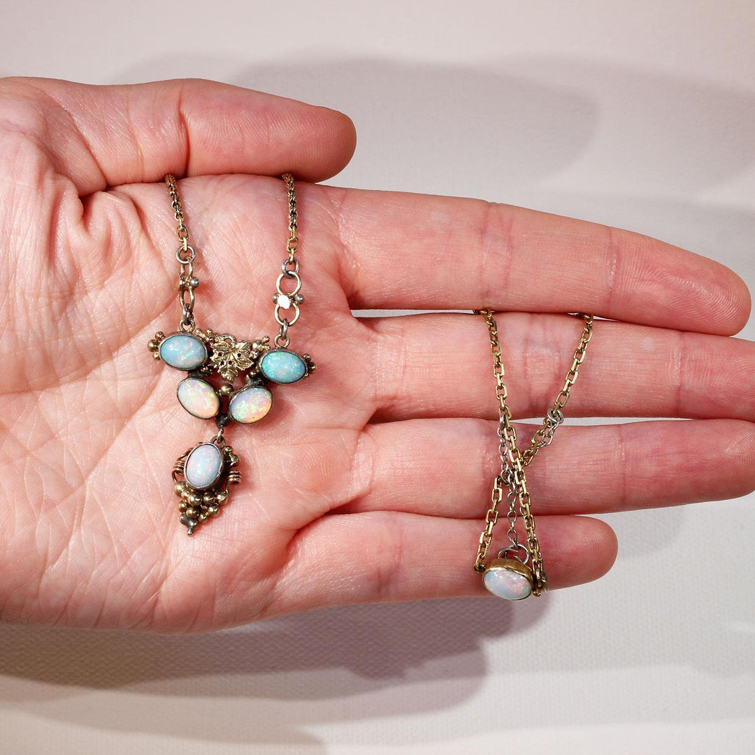 Antique Silver Gilt Opal Necklace
