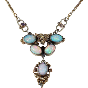Antique Silver Gilt Opal Necklace
