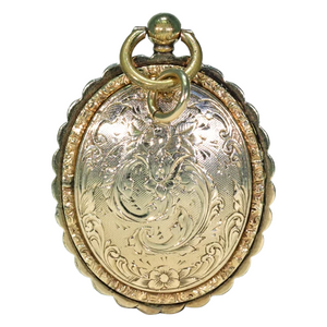 Ornately Engraved Gold Georgian Locket with Portraits
