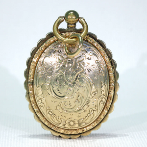 Ornately Engraved Gold Georgian Locket with Portraits