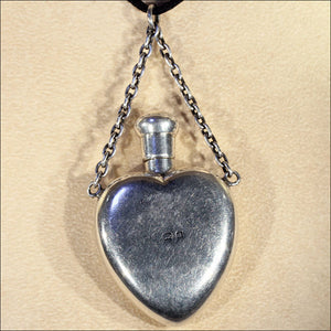 Antique Sterling Silver Heart-Shaped Perfume Bottle Pendant