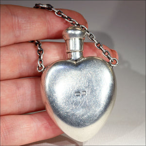 Antique Sterling Silver Heart-Shaped Perfume Bottle Pendant