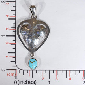 Antique Arts & Crafts Silver Turquoise Pendant Hammered