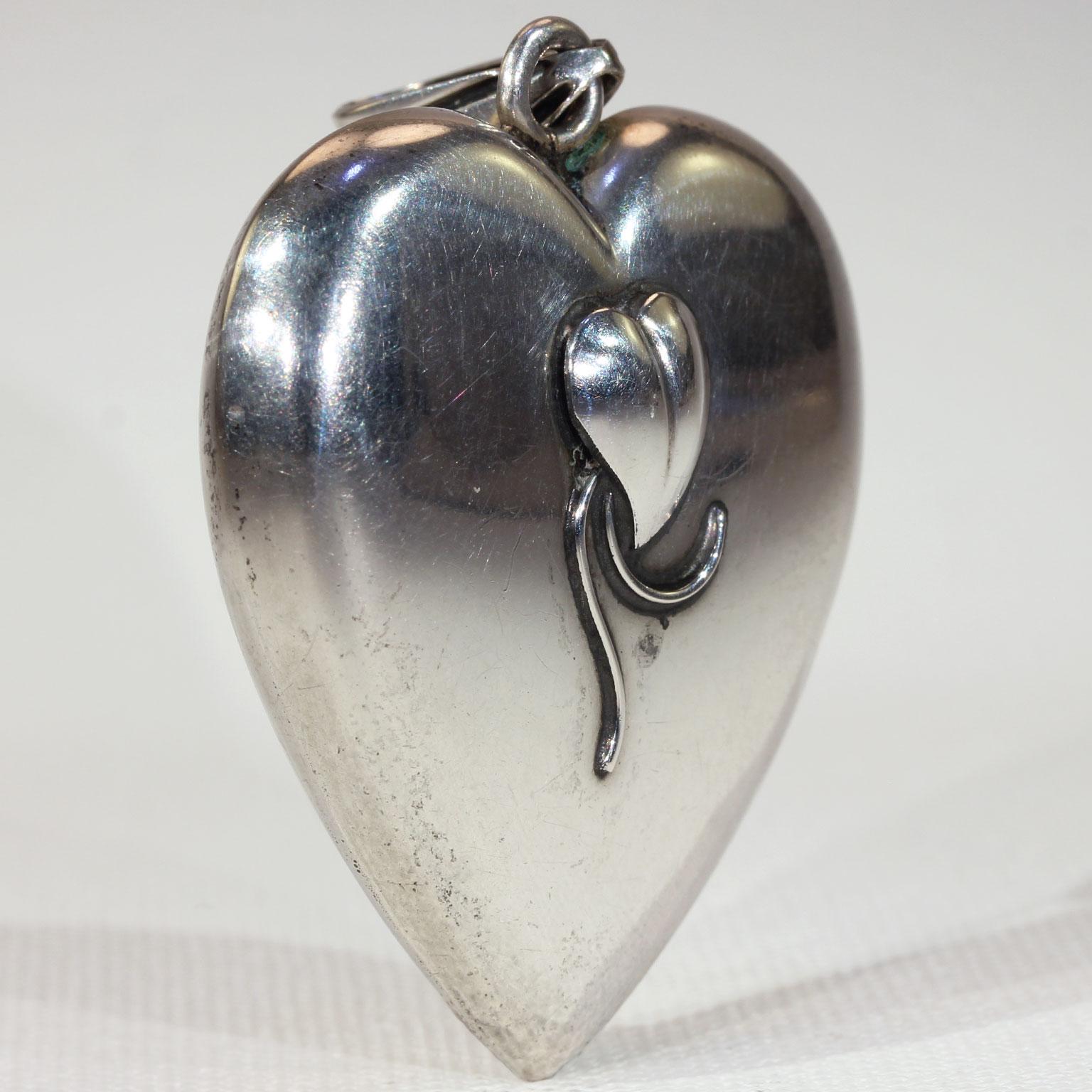 Vintage Mid Century Puffy Heart Pendant by Bernard Hertz