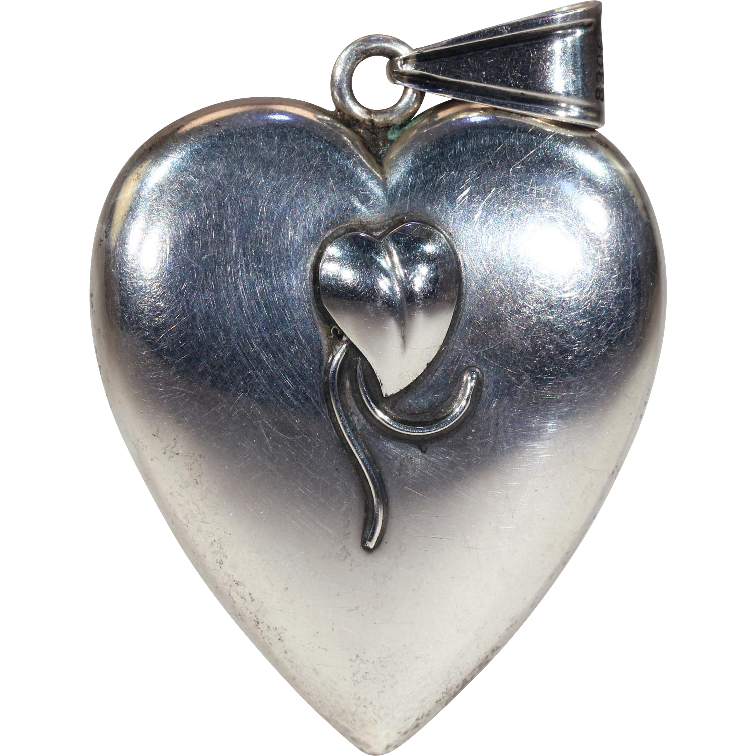 Vintage Mid Century Puffy Heart Pendant by Bernard Hertz