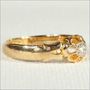 Antique Victorian Diamond Solitaire Ring in 18k Gold, Hallmarked Chester 1895