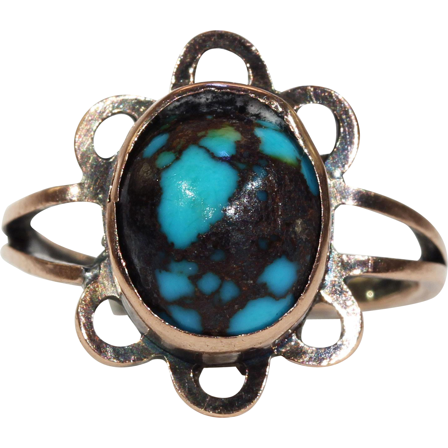 Antique Arts & Crafts Gold Turquoise Ring