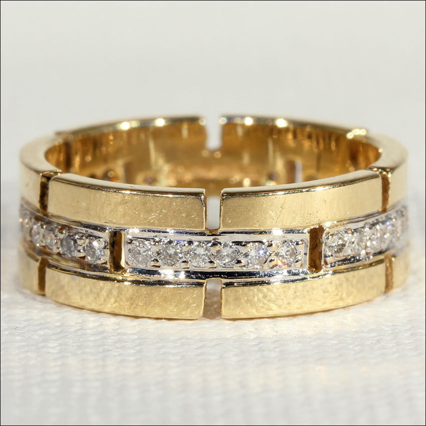 Funky 70s Vintage Diamond and Gold Eternity Band