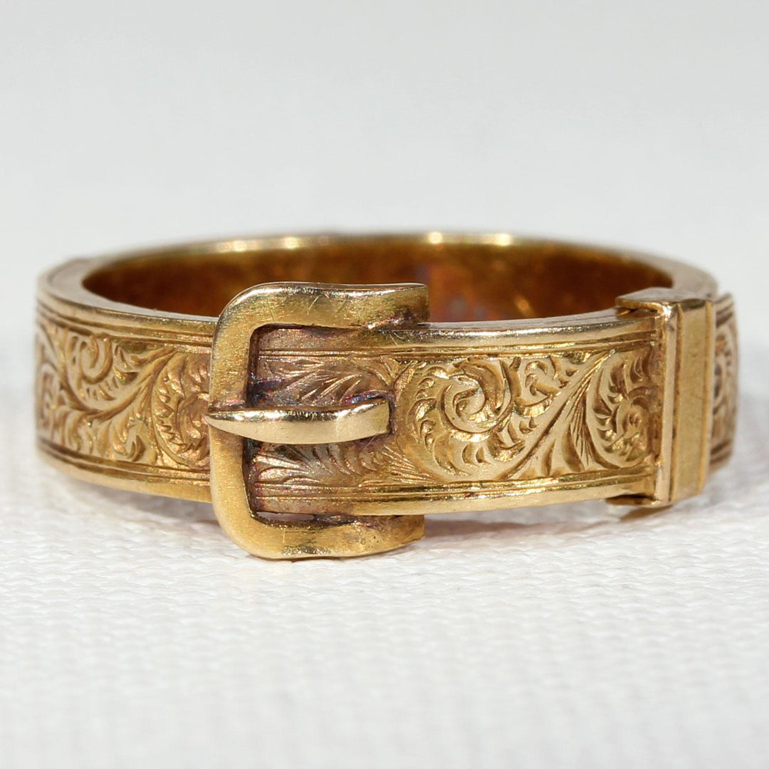 Gold Victorian Opening Buckle Ring Hair Memorial