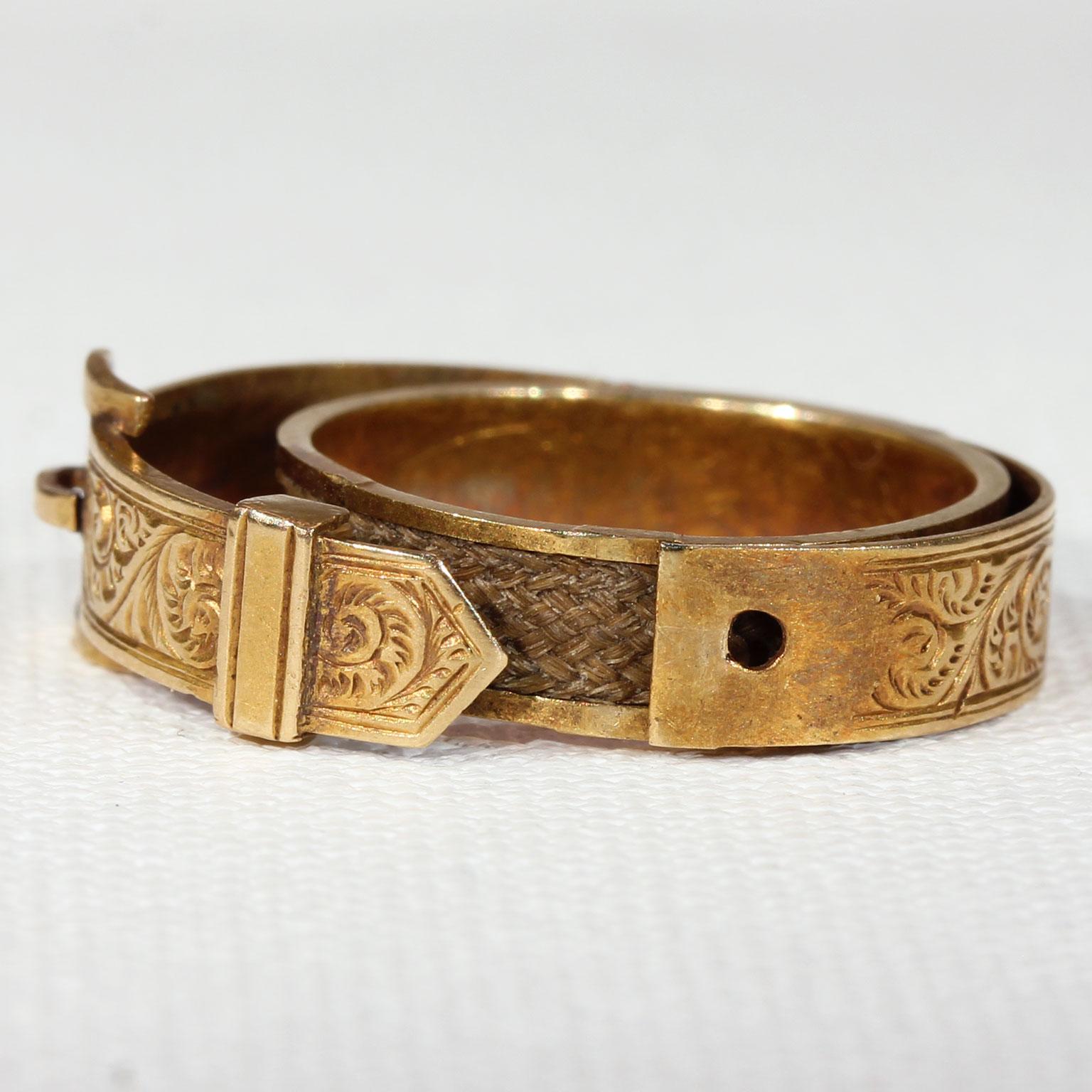 Gold Victorian Opening Buckle Ring Hair Memorial
