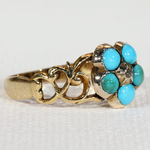 Victorian Turquoise Diamond Forget-Me-Not Ring Gold
