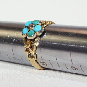 Victorian Turquoise Diamond Forget-Me-Not Ring Gold