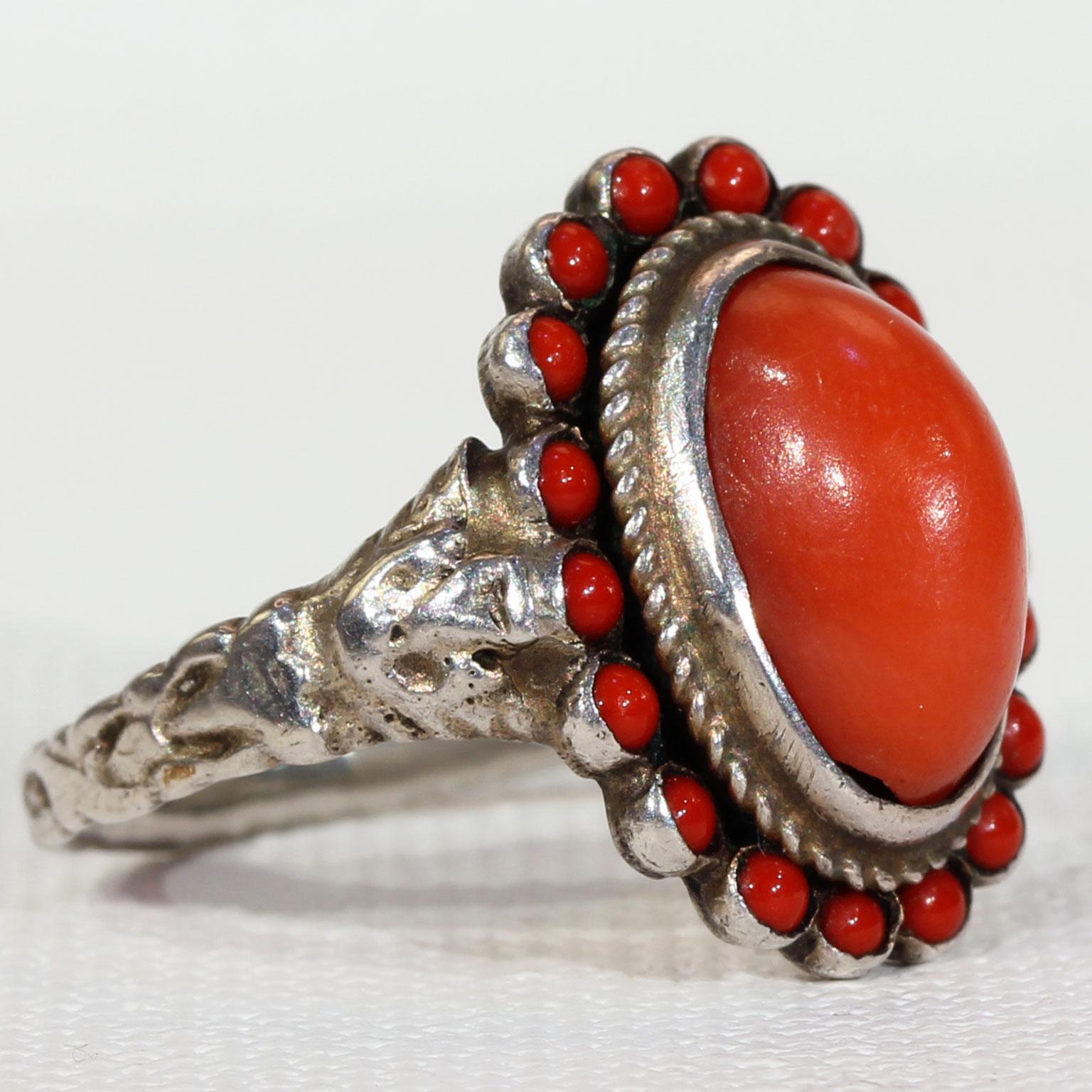 Antique Austro-Hungarian Red Stone Ring - Victoria Sterling