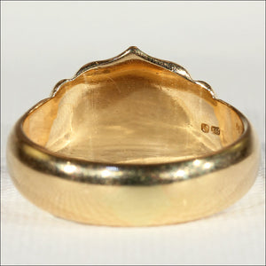 Antique 18k Gold Men's Sheild Ring, Hallmarked 1915