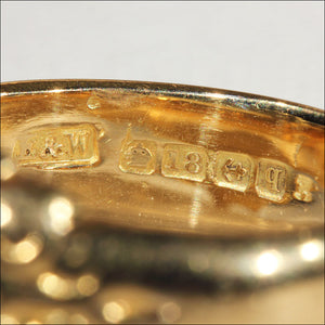 Antique 18k Gold Men's Sheild Ring, Hallmarked 1915